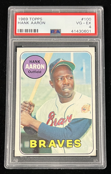 1969 TOPPS #100 HANK AARON PSA 4 ATLANTA BRAVES HOF