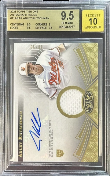 2023 Topps Tier One ADLEY RUTSCHMAN ROOKIE AUTOGRAPH RELIC /99 BGS 9.5