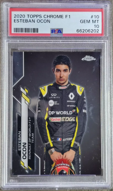 2020 Topps Chrome Formula 1 F1 #10 Esteban Ocon Base PSA 10 GEM MINT