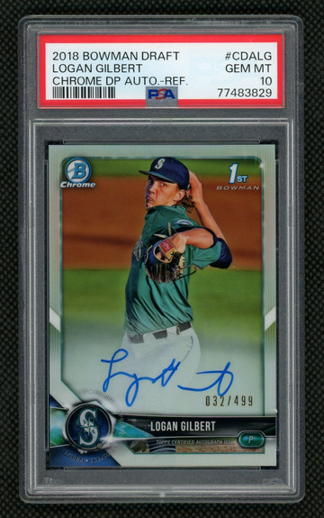 2018 Bowman Draft Logan Gilbert Chrome Auto Refractor PSA 10
