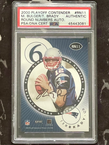 2000 Tom Brady / Marc Bulger Playoff Contenders Round Number RC Auto 