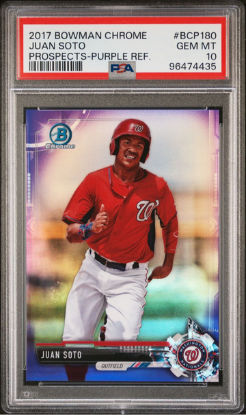 2017 Bowman Chrome Prospects Juan Soto purple refractor /250 PSA 10 low pop