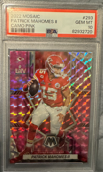 2022 Mosaic Patrick Mahomes II Camo Pink Super Bowl LIV MVP PSA 10