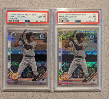 (2) 2019 Bowman Chrome Marco Luciano Mega Box Refractor lot PSA 10