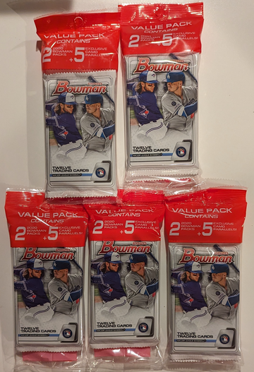 (5) 2020 Bowman Chrome Sealed Value Cello Pack lot Dominguez Volpe Witt