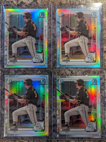 (4) 2020 Bowman Chrome Draft Owen Cassie Sky Blue Refractor lot