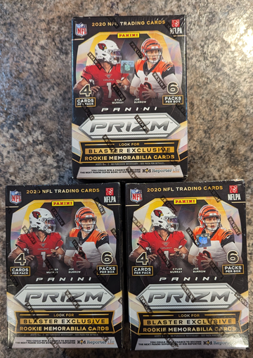 (3) 2020 Panini Prizm NFL Sealed Blaster Football Box lot Burrow Herbert Hurts Love Lamb Jefferson Rookie RC