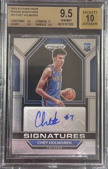 2022-23 Panini Prizm CHET HOLMGREM Rookie Signatures BGS 9.5 (GEM MINT) /10 AUTO