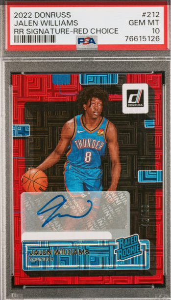 2022 Donruss JALEN WILLIAMS Rated Rookie Signature Red Choice PSA 10 GEM MINT