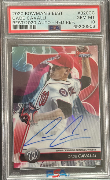 2020 Bowman's Best CADE CAVALLI Best of 2020 Autographs Red Refractor PSA 10 GEM MINT