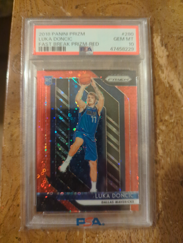 2018 PANINI PRIZM #280 LUKA DONCIC FAST BREAK RED 04/125 ROOKIE PSA 10 GEM MINT