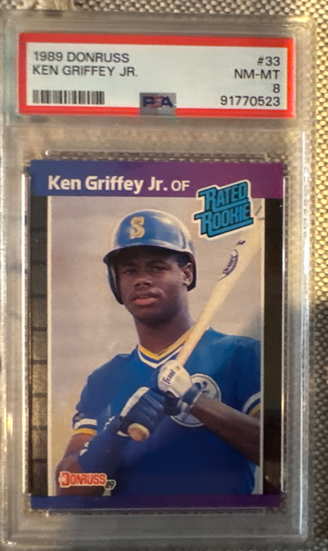 1989 donruss rated rookie card 33 PSA 8 NM-MT Ken Griffey Jr.