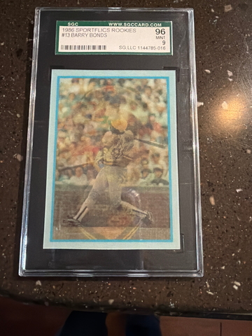 1986 Sportflics Rookies #13 Barry Bonds – SGC Mint 9 (Cert #1144785-016)