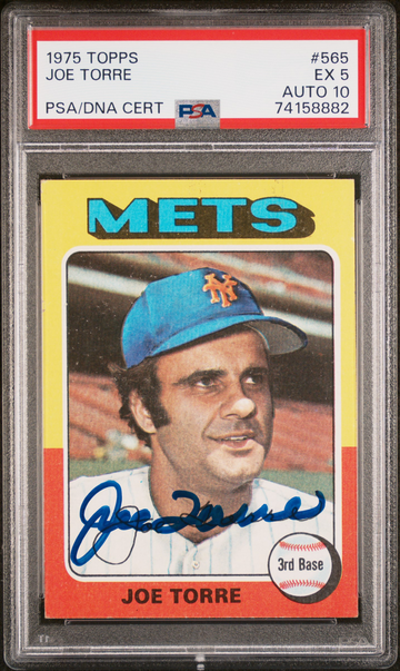 1975 Topps Joe Torre Signed PSA/DNA PSA 5 Auto 10 Amazing Centering