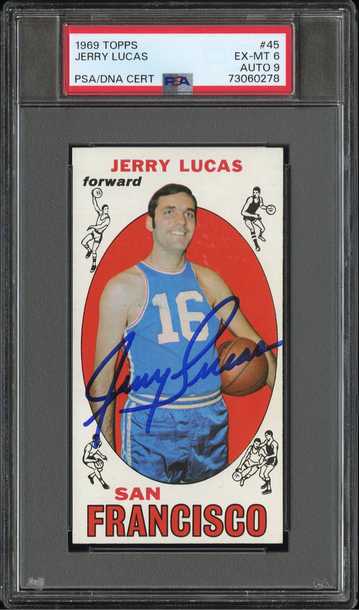 1969 Topps Jerry Lucas Rookie Card Signed PSA/DNA PSA 6 Auto 9 - NBA Top 75