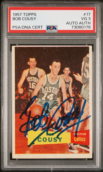 1957 Topps Bob Cousy Rookie Card Signed PSA/DNA PSA 3 Auto