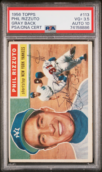 1956 Topps Phil Rizzuto Gray Back Signed PSA/DNA PSA 3.5 Auto 10
