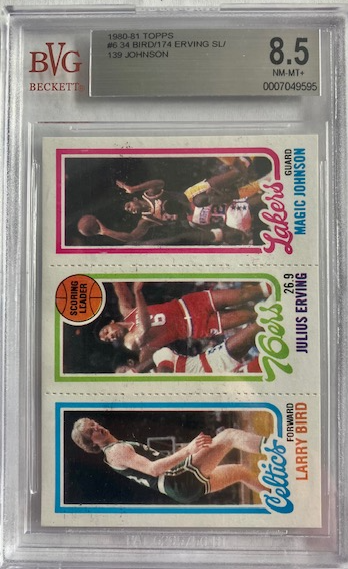 1980-81 Topps Larry Bird/Julius Erving/Magic Johnson RC BVG 8.5