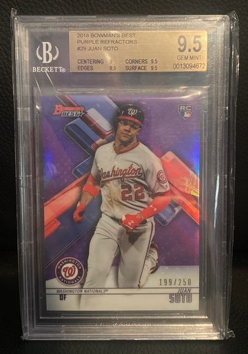 2018 Bowman Best Juan Soto Purple Refractor /250 BGS 9.5
