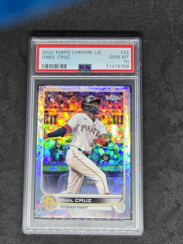 Oneil Cruz 2022 Topps Chrome Logo Fractor L/E Rookie Card PSA 10 Pirates  