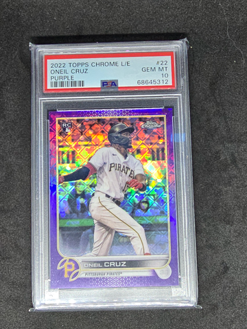 2022 Topps Chrome Logofractor Oneil Cruz Purple Refractor RC Rookie /250 PSA 10 
