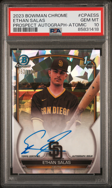 ETHAN SALAS 2023 Bowman Chrome ATOMIC AUTO 1st /100 #CPAESS PSA 10
