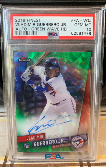2019 Topps Finest Vladimir Guerrero Jr Rookie Autograph Green Wave Refractor PSA 10