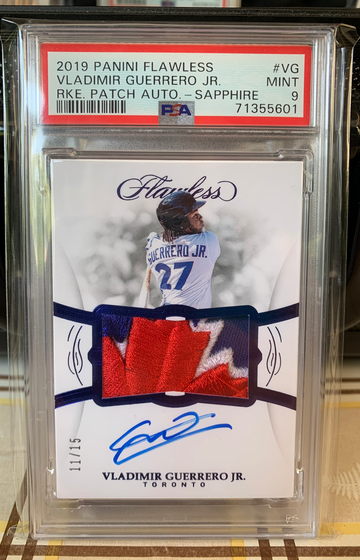 2019 Panini Flawless Vladimir Guerrero Jr Rookie Patch Autograph Sapphire PSA 9