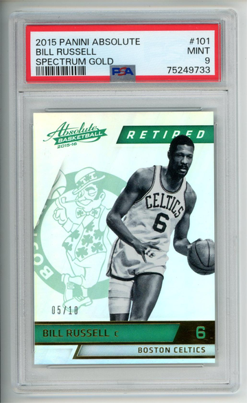 [Shipping from China]2015 Panini Absolute Spectrum Gold 05/10 Bill Russell PSA 9