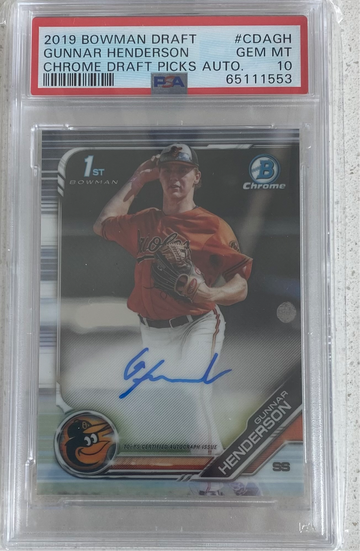 2019 Bowman Chrome Gunnar Henderson Autograph Auto PSA 10