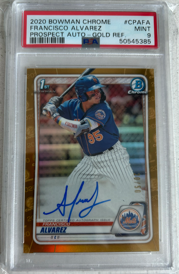 2020 Bowman Chrome True Gold Refractor Francisco Alvarez PSA 9 Autograph auto