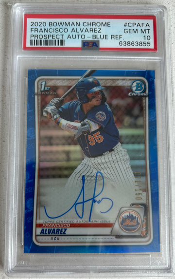 2020 Bowman Chrome Blue refractor Francisco Alvarez PSA 10 Auto Autograph RC
