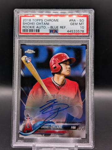 2018 Topps Chrome Blue Refractor Shohei Ohtani Rookie Auto #/150 PSA 10 