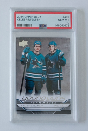 PSA 10 MACKLIN CELEBRINI / WILL SMITH 2024 UPPER DECK #499 Young Guns Teamates