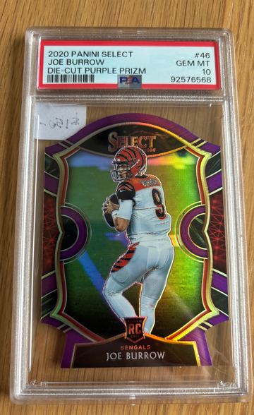 Joe Burrow 2020 Select Die Cut Purple Prizm RC PSA 10