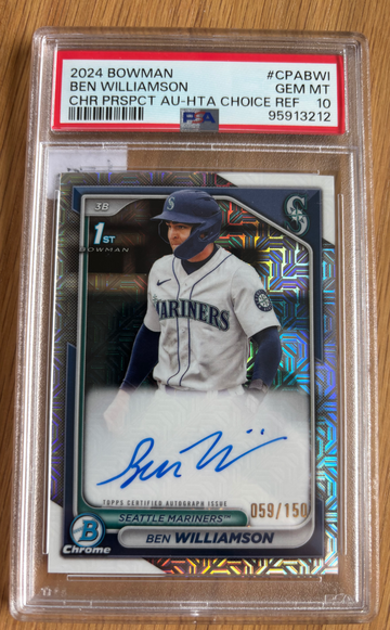 Ben Williamson 2024 1st Bowman Chrome Prospects Auto Choice Refractor /150 PSA 10