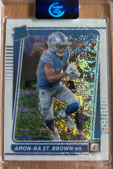 Amon-ra St. Brown 2021 Optic Rated Rookie White Sparkle SP RC