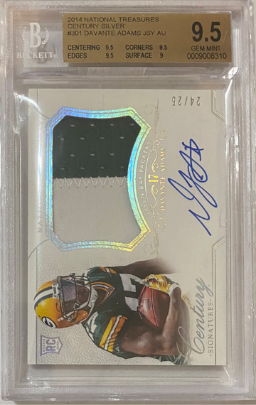 2014 Panini National Treasures DeVante Adams RPA Silver Holo 24/25 BGS 9.5/10 Auto Century Sigs Packers Raiders