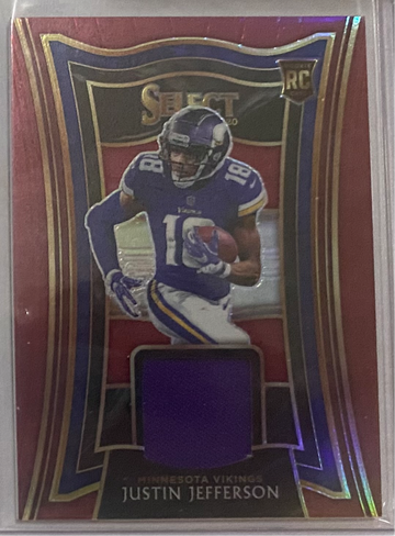 2020 Select Red Prizm Justin Jefferson Jersey Patch RC Vikings