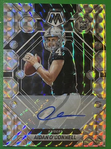 2023 Panini Select Aidan O’Connell RC Auto Autograph Silver Mosaic Prizm RAIDERS