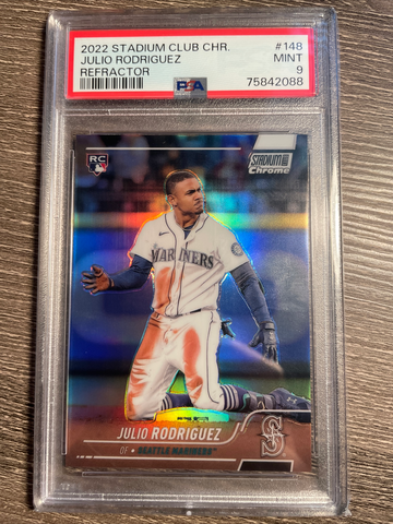 2022 Topps Stadium Club Chrome REFRACTOR  Julio Rodriguez RC PSA 9