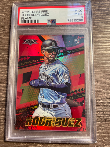 Julio Rodriguez 2022 topps fire flame red PSA 9 MINT