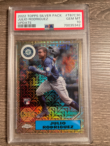 Julio Rodriguez 2022 Topps Update Silver Pack #T87C30 Chrome RC - PSA 10