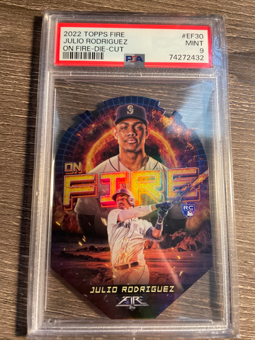 Julio Rodriguez 2022 topps fire on fire die cut PSA 9 MINT