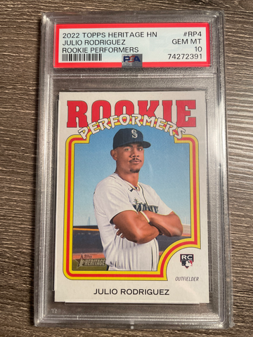 julio rodriguez topps heritage rookie Performers High Number PSA 10 GEM MINT