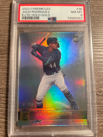 2022 Chronicles Elite - GOLD /10 JULIO RODRIGUEZ PSA 8 POP1 None Higher!!!!!!!