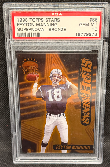 1998 Topps Stars Peyton Manning Supernova Bronze /100 PSA 10 Jersey Number 18/100 Rookie RC