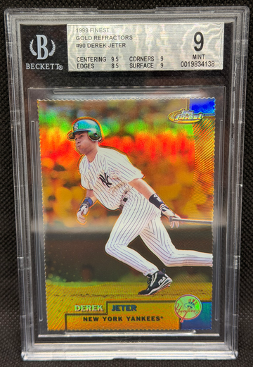1998 Finest #90 Derek Jeter Gold Refractor /100 BGS 9