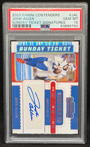 2020 Contenders Josh Allen Sunday Ticket Signatures Auto /25 PSA 10