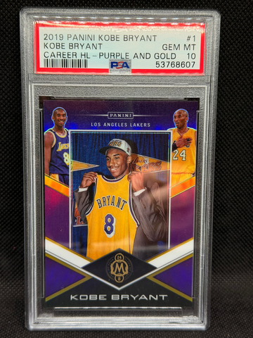 2019 Panini #1 Kobe Bryant Carrer Highlights Purple Gold /20 PSA 10
